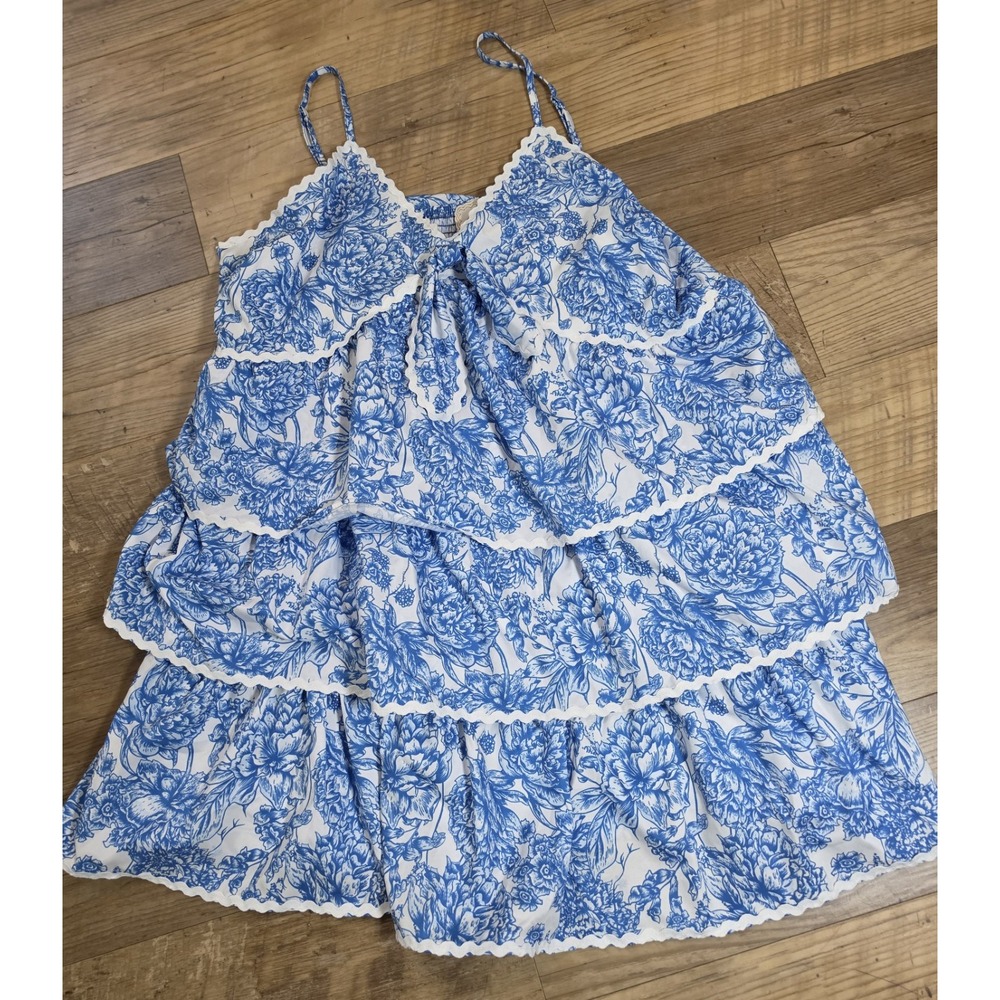 Simply Southern Ladies Floral Ruffled Blue Strappy Dress Sz 2XL NWT